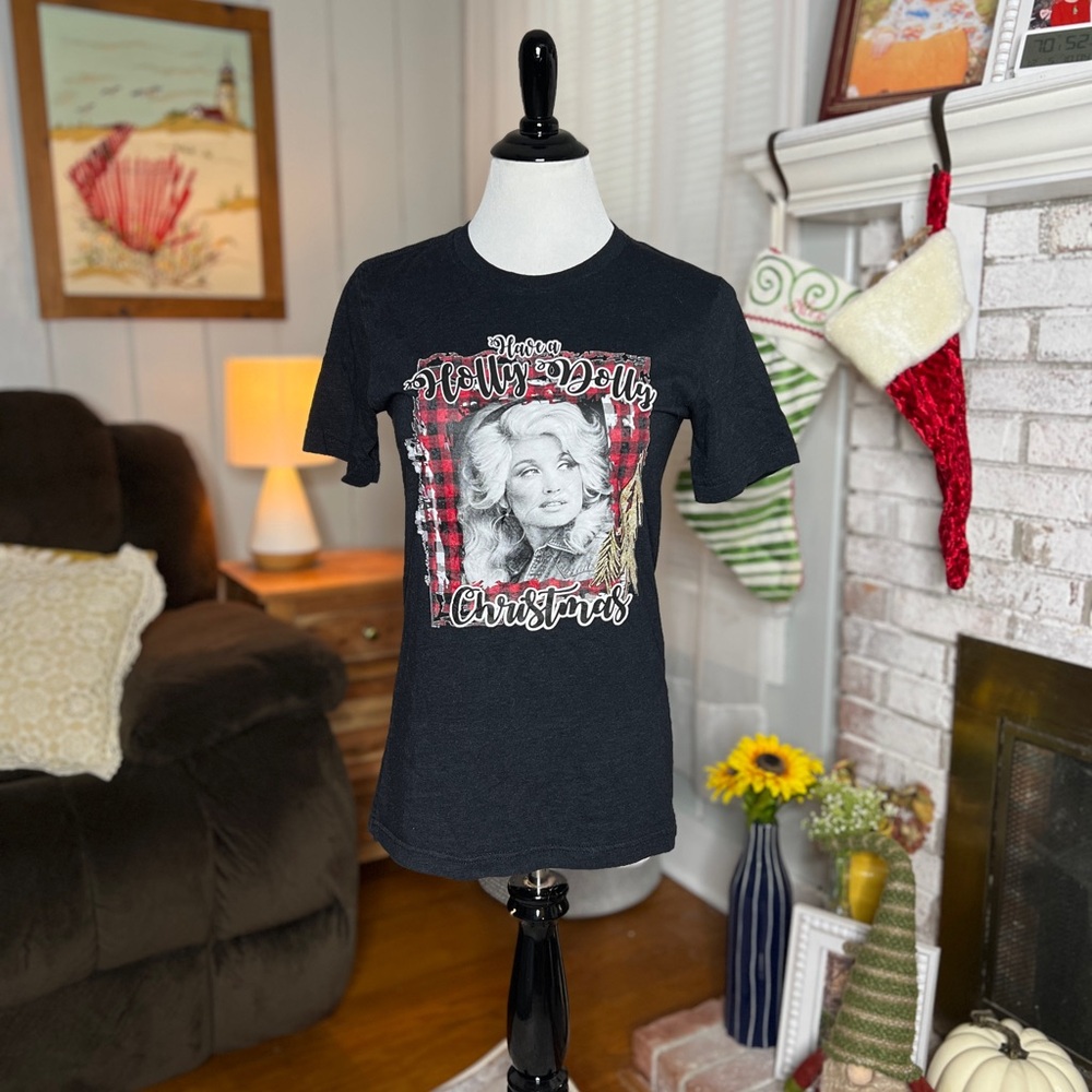 Bella Canvas Charcoal Tee Have a Holly Dolly Christmas